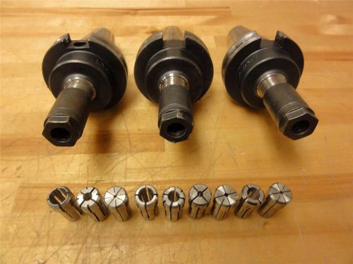 (3) cat40 lyndex &#034;japan&#034; da200 collet tool holders (9) asst collets, cnc haas for sale