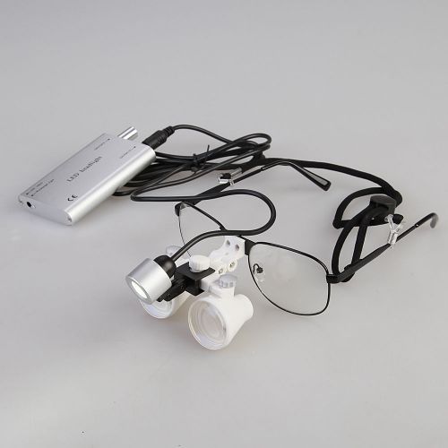 USA 3.5x Dental Surgical Binocular Loupe Magnifier Glass + LED Head Light Lamp