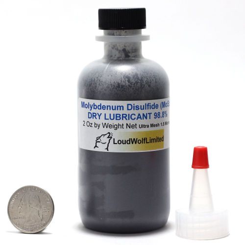 Molybdenum disulfide lubricant 1.5 micron 2 oz +dispenser cap,  ships fast - usa for sale