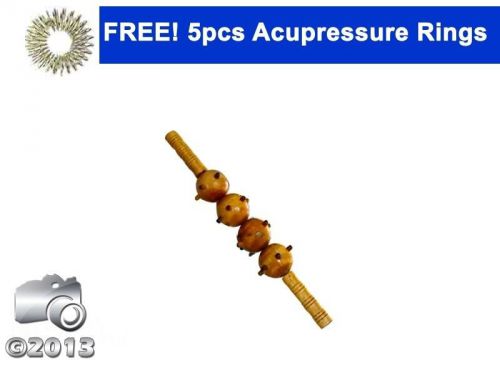 ACUPRESSURE MEGA WOODEN ROLLER SPINE THERAPY EXERCISE WITH FREE 5 SUJOK RINGS