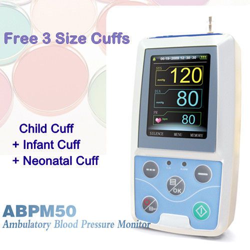 Contec abpm50 ambulatory blood pressure monitor, free 3 size cuff for baby&amp;child for sale