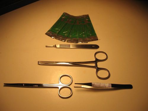 3 pc sicssor kit w/ scalpel handle and surgical baldes (7511) for sale