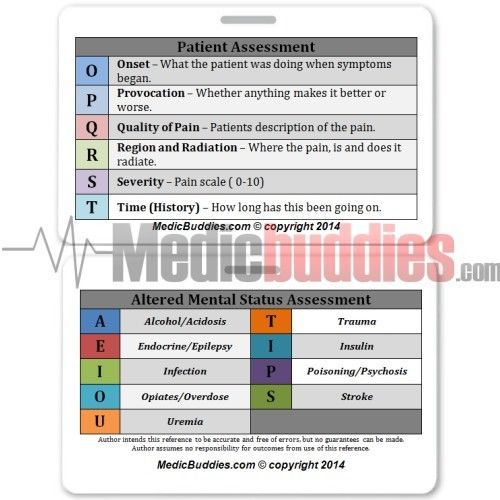 Opqrst assessment badge id pocket guide rn nusre emt paramedic ems for sale