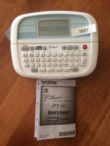 Brother P-Touch PT-90 Label Maker Printer &amp; User&#039;s Guide With Partial White Tape