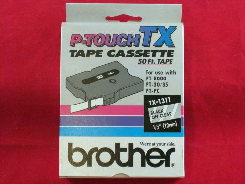 New brother p touch tx-1311 1/2&#034; black on clear tape  pt-8000 pt-30/35  pt-pc for sale