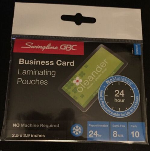 Swingline GBC Business Card Laminating Pouches - 10 Pack - No Machine Required
