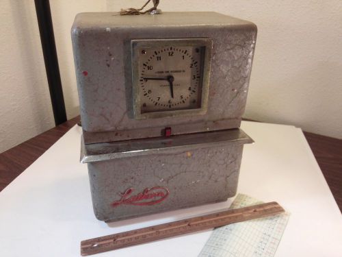 VINTAGE LATHEM TIME RECORDER ELECTRIC TIME CLOCK punch antique old works! card