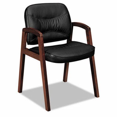 Basyx Series Guest Chair w/Wood Arms, Black Leather/Mahogany (BSXVL803NST11)