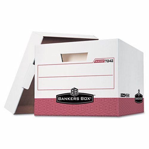 Bankers Box Storage Box, Letter, Locking Lid, White/Red 12 per Carton (FEL07242)