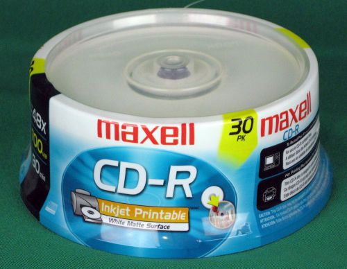 Maxell CD-R Up to 48X 700MB 80 Min 30 Pack Spindle White Matte Surface New IP
