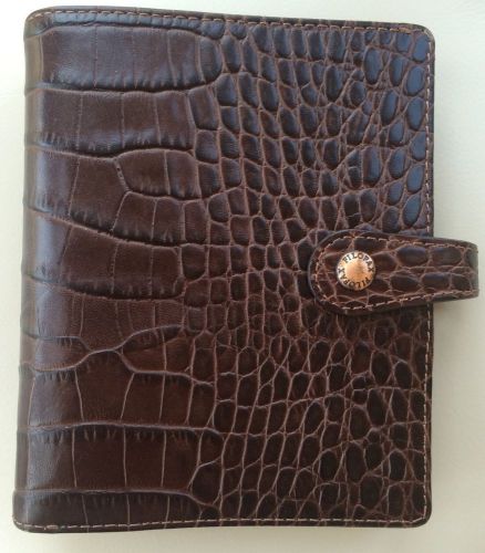 Filofax Osterley Brown Pocket Italian Fine Crocodile Print Leather Organizer