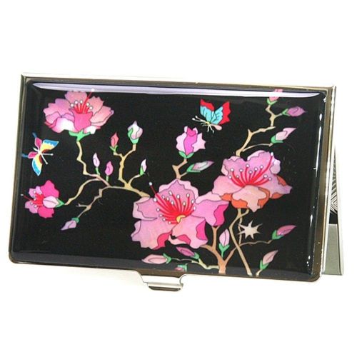 Business Card case  ID Card Holder Credit Card Case  Mother of Pearl Azalea
