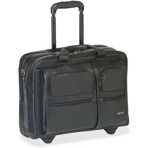 Classic Leather Rolling Case, 15.6&#034;, 17 x 8 x 13 1/2, Black