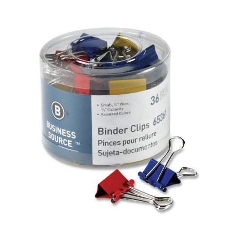 Business Source Binder Clip - Small - 0.75&#034; W - 36 / Pack - Assorted - BSN65361
