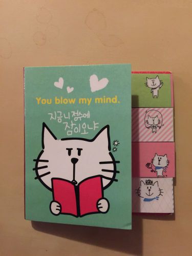 Pocket Size Post It Notes Cute Korean Cartoon Cat Memo Pad (New)