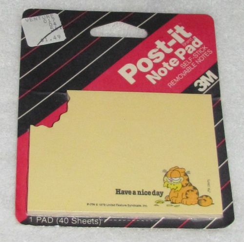 NEW! HTF 1987 3M GARFIELD JIM DAVIS POST-IT NOTES &#034;HAVE A NICE DAY&#034; 40 SHEETS