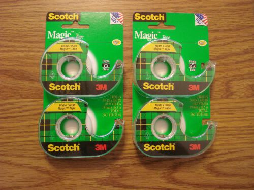 SCOTCH MAGIC TAPE 3M - 4 ROLLS - 3/4&#034; X 650&#034; (54yd) IN REFILLABLE DISPENSERS