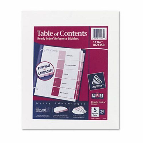 Avery Ready Index Table/Contents Dividers, 5-Tab, Assorted, 24 Sets(AVE11167)