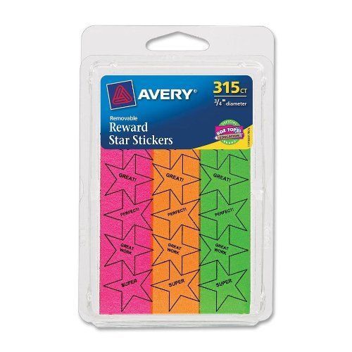 Avery Star-shaped Reward Stickers - 315 Star - 0.8&#034; - Assorted (AVE6017)