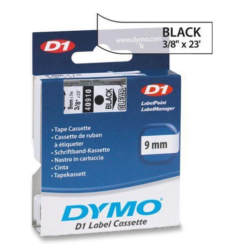 Label Tape Cartridge - 0.37&#034; X 23ft - 1 X Roll - Clear, Black (dym40910)