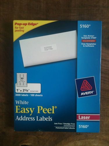 Avery Dennison 5160 Mailing Laser Label 3000 White 1 Inch by 2 5/8 Inch New