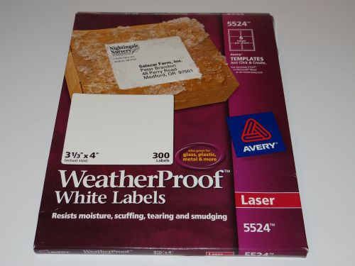Avery 5524 Weatherproof Shipping Labels, Laser Print, 3-1/3&#034;x4&#034;, 120/PK, White