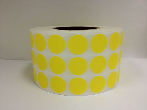 1 Roll of 10,000 1&#034; Round YELLOW THERMAL TRANSFER supplied 3-Across Labels