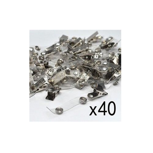 Pack of 40 pcs metal clips with clear vinyl straps/snaps for id badge holder for sale