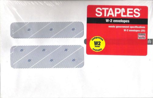 STAPLES W-2 Standard Double Window Tax Form Envelopes (25 Count) STAX640/STAX641