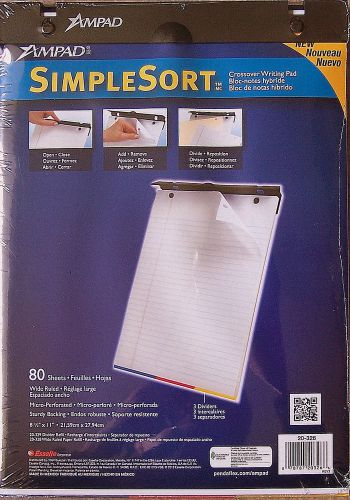 2 Pads Ampad SimpleSort Writing #20326 White Wide Ruled Perforated 80 Sheets New