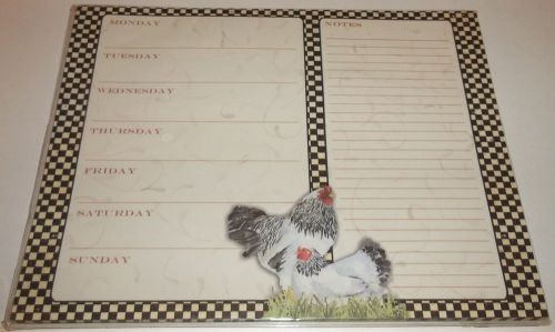 Weekly Magnetic Note List Pad 8&#034; x 6&#034; Rooster Planner Chicken Hen