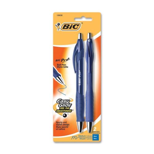 Bic Corporation Ball Pen, Retractable/Refillable, Medium Point, 2 per Pack, Blue