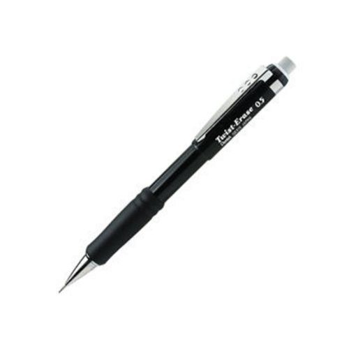 3 Pentel Twist-Erase III 0.5mm Mechanical Pencil, Black Barrel, Each PEN QE515A