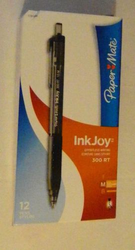 12 Papermate InkJoy 300RT Retractable Pens Black 1781490 Medium Point