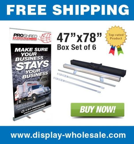 47&#034; retractable roll up banner stands (box of 6) for sale