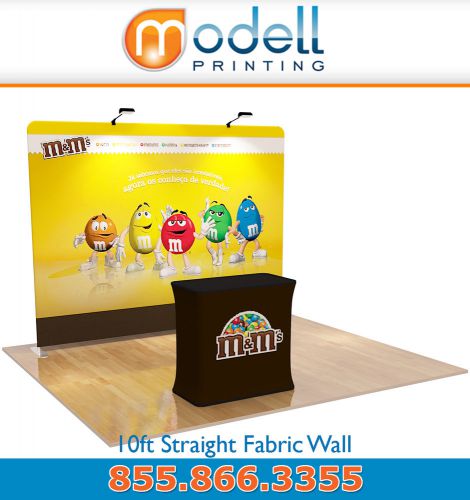 10ft Straight Fabric Tension Pop Up Display Wall for Trade Show including print