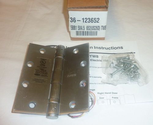 Ives 5BB1 TW8 5&#034; x 4.5&#034; 652/26D Electric Thru-Wire Mortise Hinge SATIN CHROME