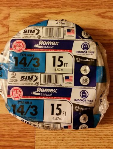 Romex type nm-b 14 / 3 with ground 15ft for sale