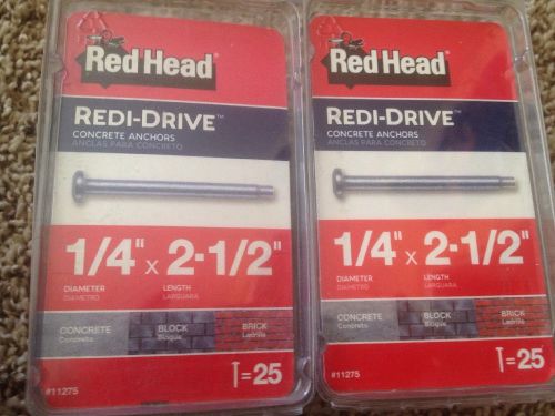 50 Red Head Redi Drive 1/4&#034; X 2 1/2&#034; Concrete Anchors
