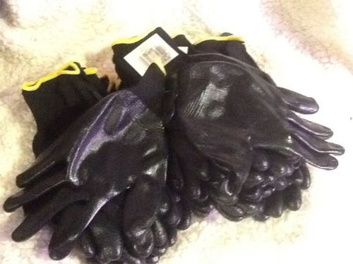12 NEW PAIR MENS LARGE SIZE NITRILE DIPPED POLYESTER DEXTERITY GLOVES