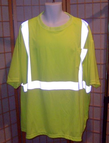 High Visibility Saftey Apparel Sz 4XL Florescent Green Reflective Stripe T Shirt