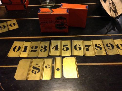 Vintage brass stencils adjustable 1&#034; store pricing numbers for sale