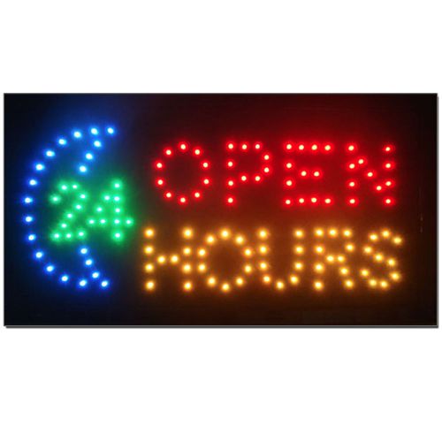 New Open 24 Hours LED Business Sign Hour Store time bright window animated light