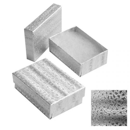 Lot of 20 silver cotton filled boxes jewelry gift boxes earring gift boxes 3x2 for sale
