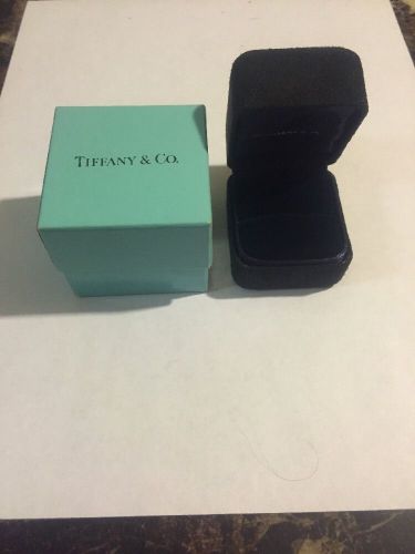 Tiffany &amp; Co. Black Blue Velvet SUEDE Ring Presentation Box Brand New Old Stock