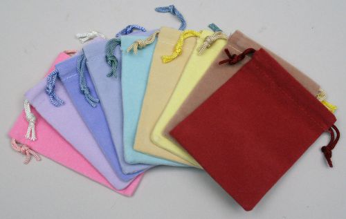 4Dozen (48pcs) Assorted-colors Velour drawstring pouches 2 3/4&#034; x 3 3/4&#034;