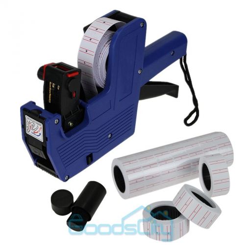 Blue MX-5500 8 Digits Price Tag Gun + 5000 White w/ Red lines labels + 1 ink
