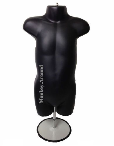Child mannequin torso body dress form black display clothing stand + hanging new for sale