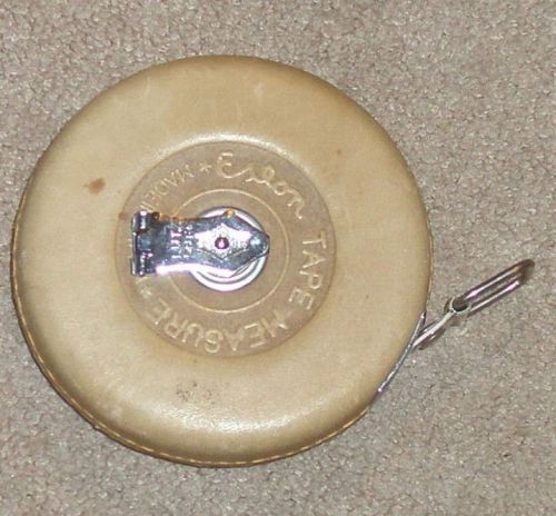 Vintage leather-cased eslon measuring tape - 50&#039; non-metallic for sale