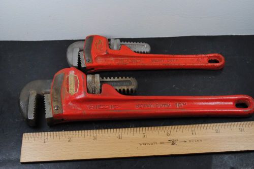 Two Ridgid Pipe Wrenches 8&#034; &amp; 10&#034;